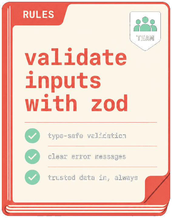 Team standard: validate inputs with zod